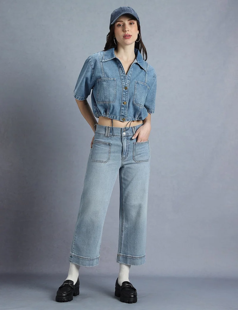 inkd WOMEN'S DENIM CROP TOP|SKY WHY|Women Apparel – Everyday Comfort Wear