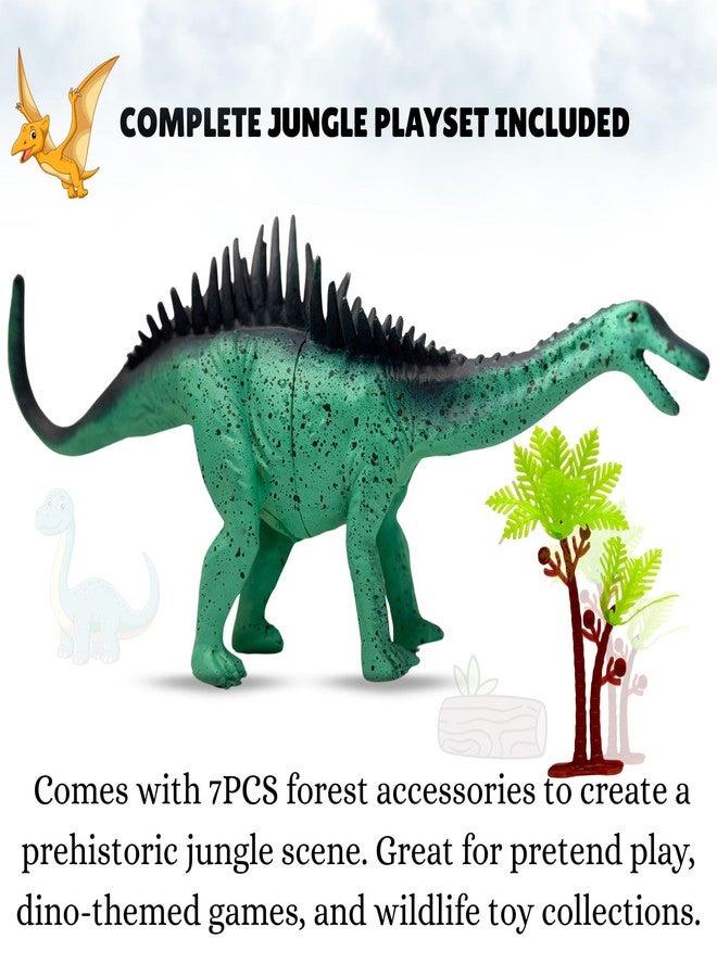 MALLEXO Dinosaur Toy for Kids 3+| 1Pcs with 7Pcs Forest Big Size Stegosaurus Prehistoric Dino Jungle Animals Playset Realistic Action Figure Accessories Wild Animal Toys for Boys & Girls Birthday Gift - Image 5
