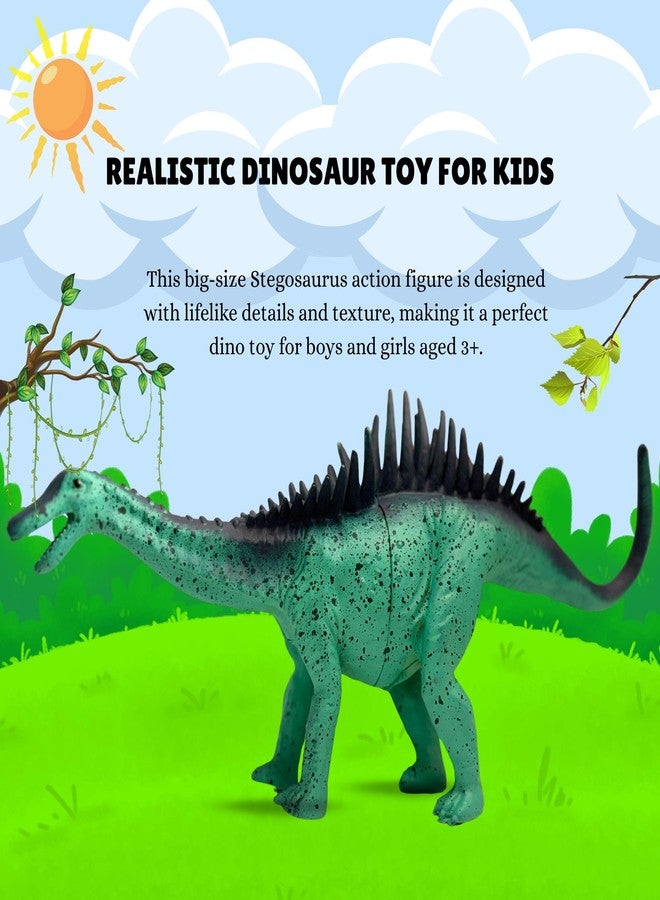 MALLEXO Dinosaur Toy for Kids 3+| 1Pcs with 7Pcs Forest Big Size Stegosaurus Prehistoric Dino Jungle Animals Playset Realistic Action Figure Accessories Wild Animal Toys for Boys & Girls Birthday Gift - Image 3