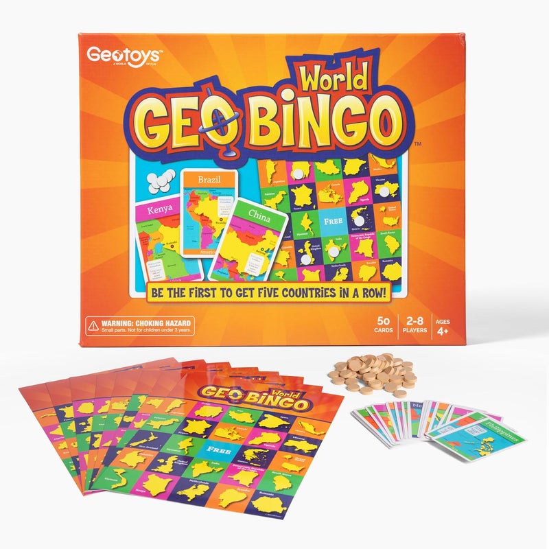 GeoToys GeoBingo World Bingo for Kids Ages 4 and Up Geography Game for Home School or Camp Fun Bingo Games for Family Play and Learn Countries of the World - Image 3