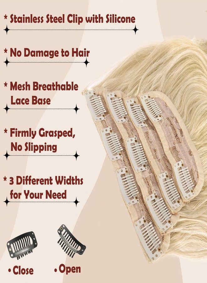 فيشبن وصلات شعر فيشفين بمشابك، 50 سم، 4 قطع، وصلات شعر طويلة مموجة، شعر صناعي، طبيعي، 4 قطع، وصلات شعر صناعية بمشابك للنساء، أشقر بلاتيني - Image 3