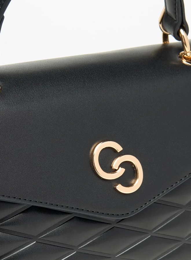 سيليست Women Quilted Satchel Bag with Button Closure and Grab Handle