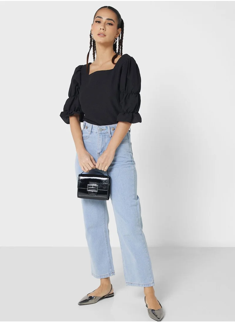Ginger Puff Sleeves Square Neck Top