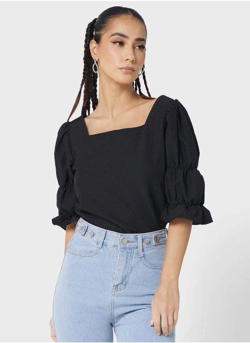 Ginger Puff Sleeves Square Neck Top
