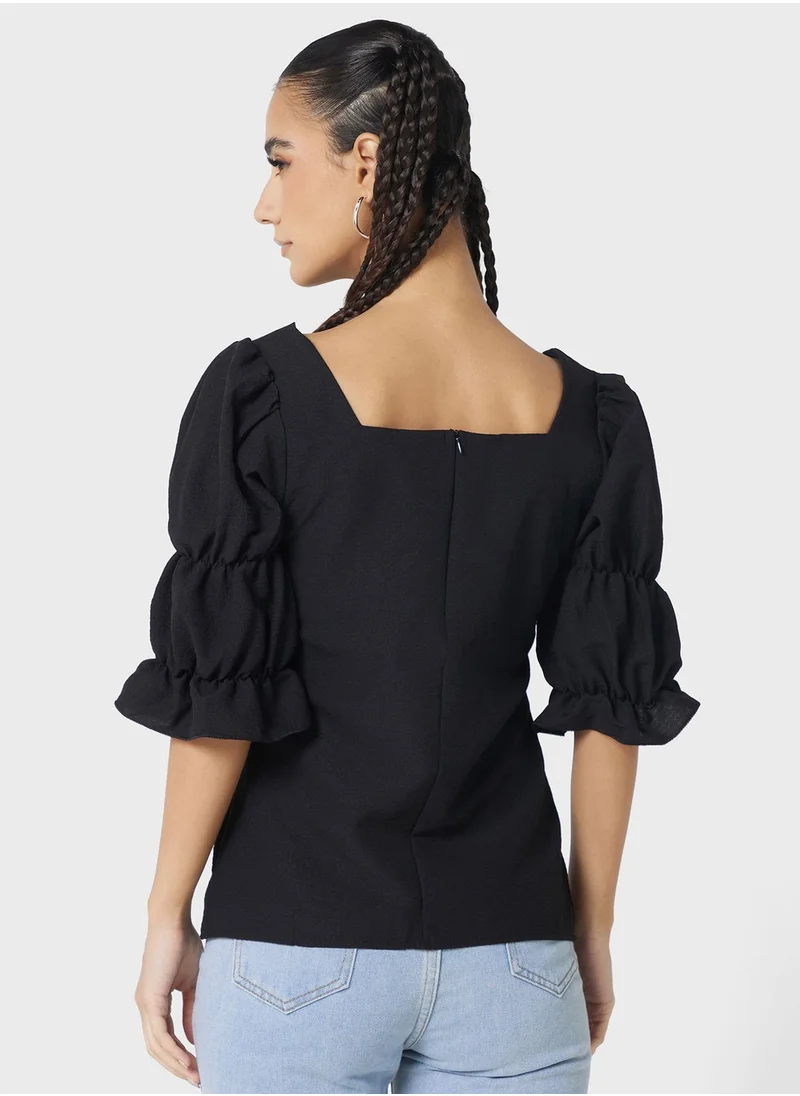 Ginger Puff Sleeves Square Neck Top