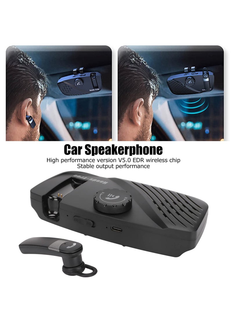 SYOSI - Bluetooth 5.0 Car Speaker, Handsfree Bluetooth Speakerphone for Cell Phone, Support 2 Mobile Phones Online, Multipoint Handsfree Car Speaker Headset, Bluetooth 5.0 Car Kit with Visor Clip - Image 1