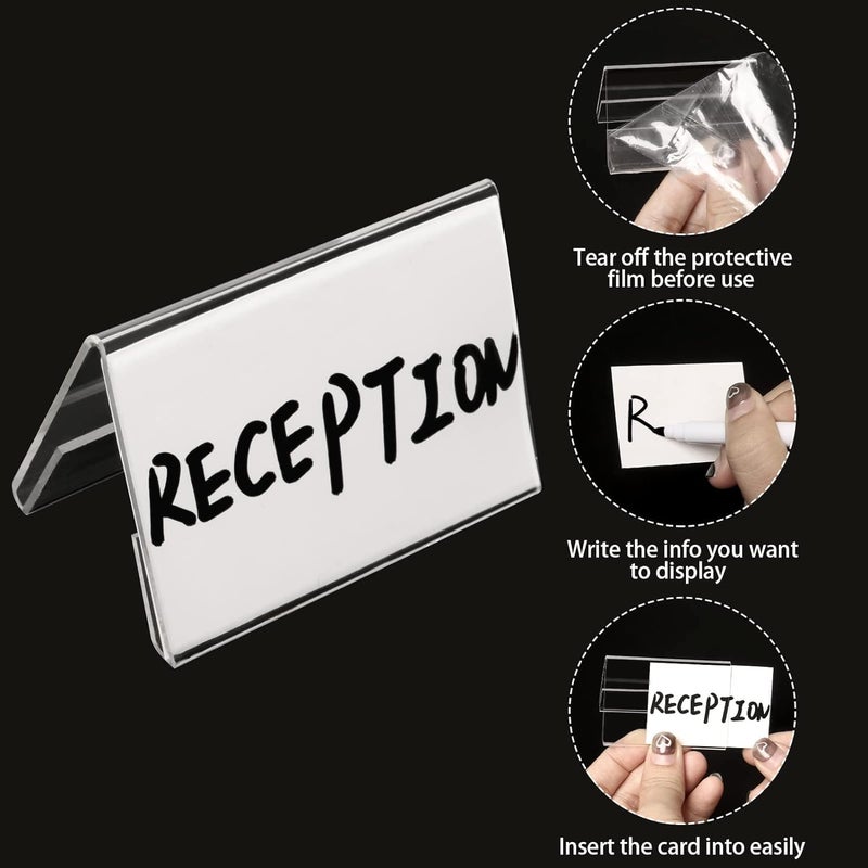HZYH BEETO Mini Clear Acrylic Sign Display Holder, A-Shape Sign Holders with Blank  Labels - Image 5
