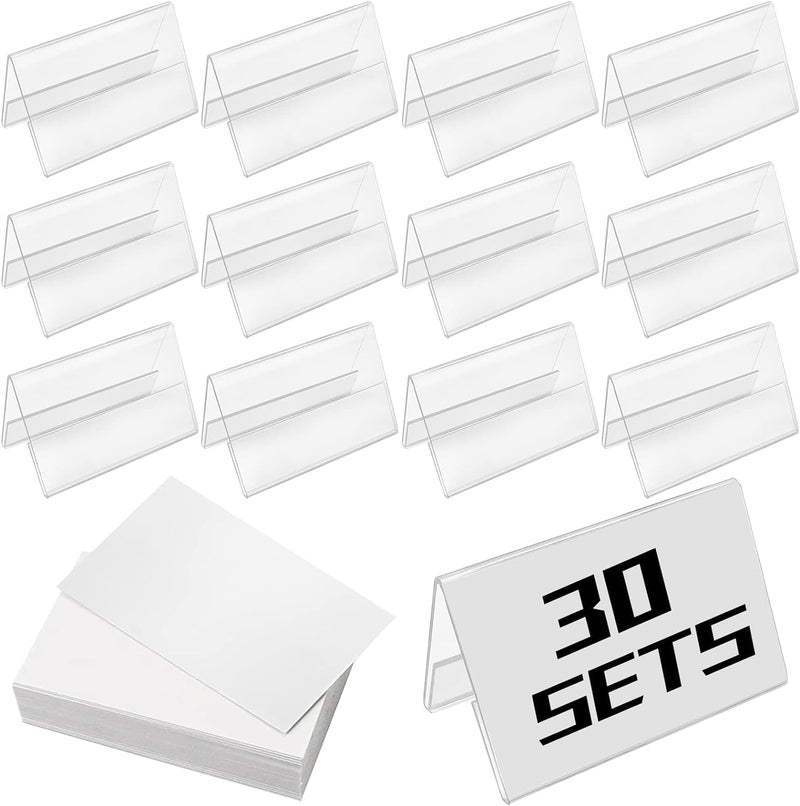 HZYH BEETO Mini Clear Acrylic Sign Display Holder, A-Shape Sign Holders with Blank  Labels - Image 1