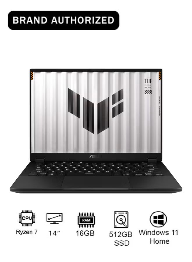 ASUS TUF Gaming Laptop A14 Laptop With 14-Inch Display, AMD Ryzen 7 260 Processor/16GB RAM/512GB SSD/Nvidia RTX 5050 Graphics Card/Windows 11 Home Jaegar Gray - Image 1
