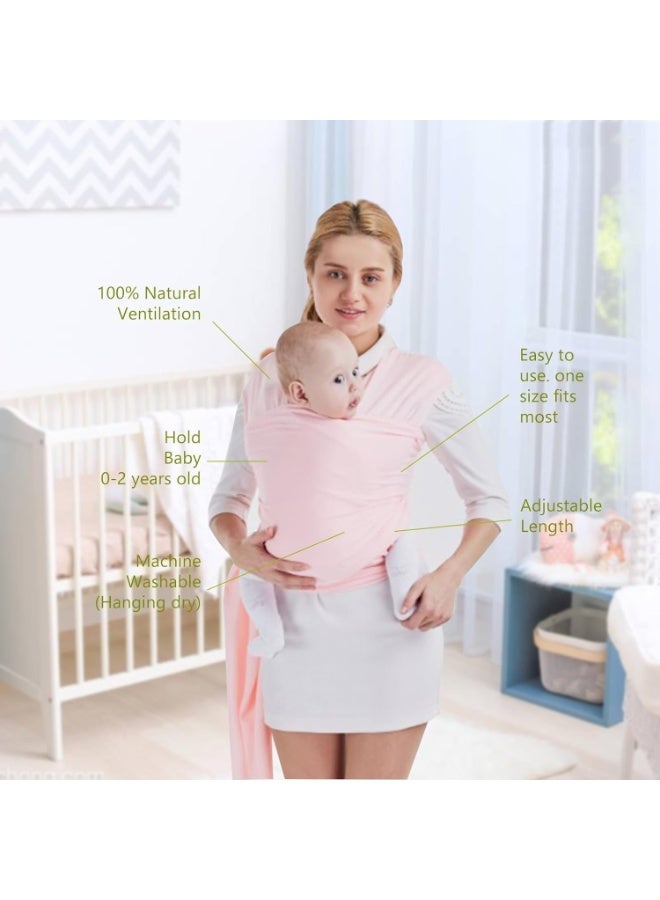 MostNow حامل أطفال MostNow Baby Wrap Carrier - حامل أطفال متعدد الاستخدامات ومسامي، خفيف الوزن، حامل أطفال بدون استخدام اليدين، حامل أطفال قابل للتعديل، حامل أطفال حديثي الولادة، رضع، حامل أطفال (وردي) - Image 5