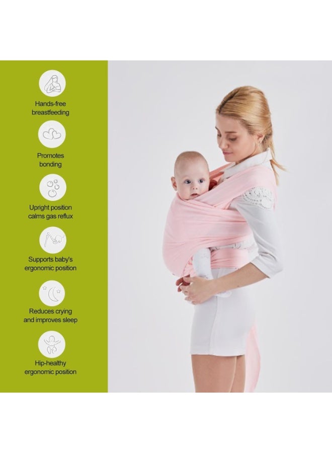 MostNow حامل أطفال MostNow Baby Wrap Carrier - حامل أطفال متعدد الاستخدامات ومسامي، خفيف الوزن، حامل أطفال بدون استخدام اليدين، حامل أطفال قابل للتعديل، حامل أطفال حديثي الولادة، رضع، حامل أطفال (وردي) - Image 4