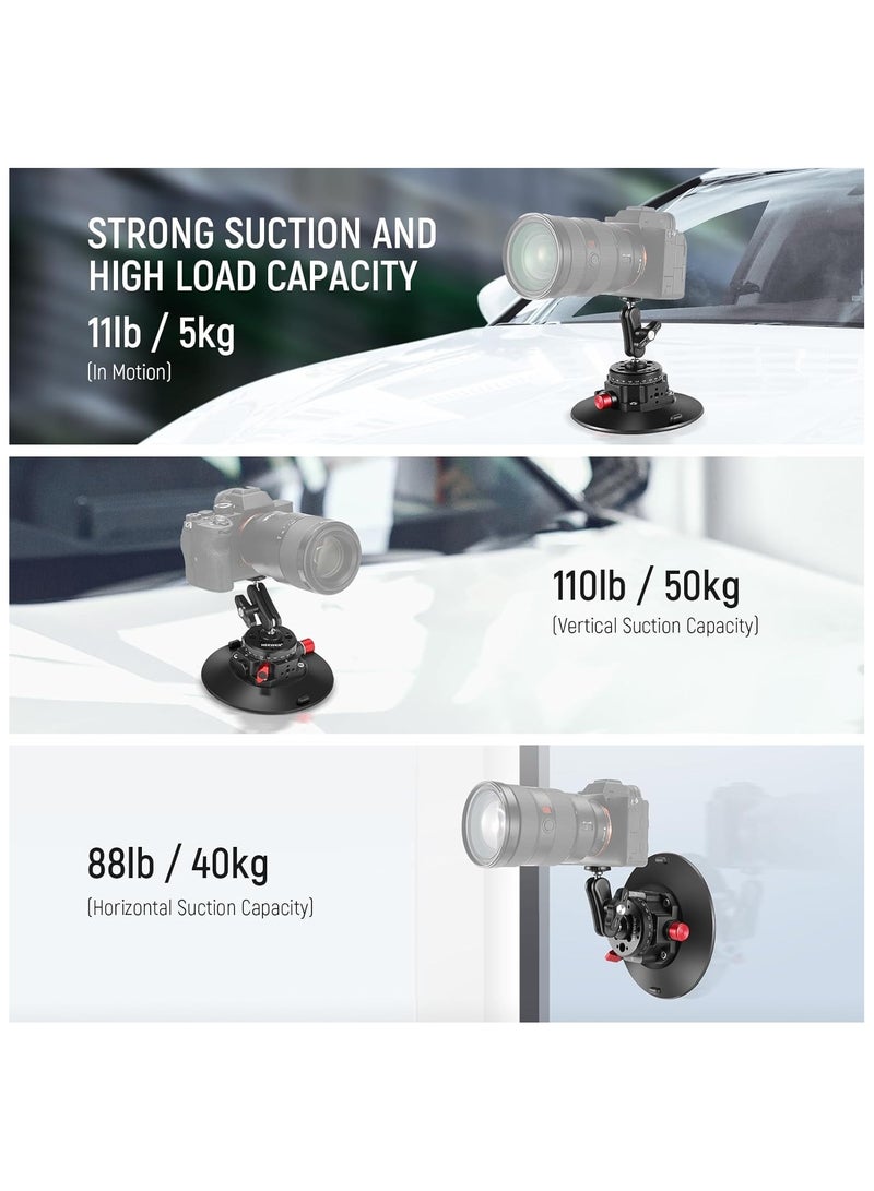 NEEWER suction cup camera mount, car camera mount, 6"/15.2cm Camera Suction Cup Mount with Ball Head Magic Arm, Metal Suction Cup Mount on Car Windshield Dash for Camera/Action Camera/Phone Holder, with 1/4" & 3/8" Mounting Holes for ARRI suction cup camera mount - Image 2