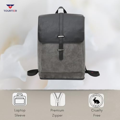 TOURTIER Men Backpack Retro PU Leather Large Laptop Backpacks Casual Travel Bag for Men and Women - Image 5