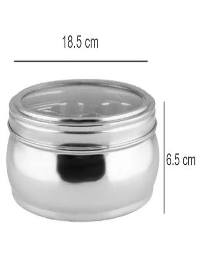 STEEPLE Stainless Steel Belly Shape Masala Dabba | Masala Box for Kitchen | Spice Storage Container with See-Through Lid | Masala Dani with 7 Compartments With 1 Small Spoon (Belly 12 No) - Image 2