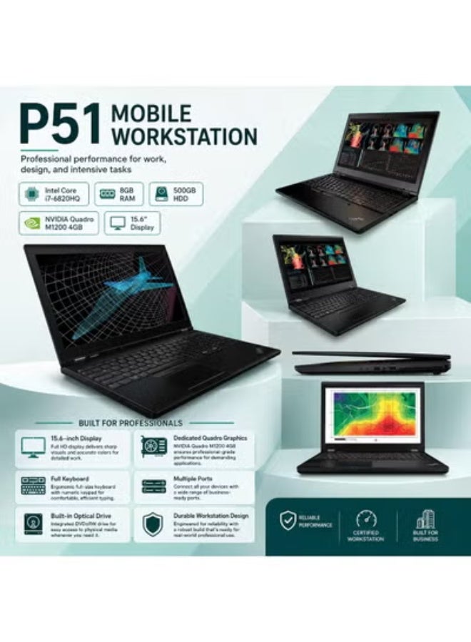 Workstation Laptop 15.6 Inch Display Core i7 Processor 8GB RAM 500GB Storage Professional Notebook with Free Gifts Included - Image 1