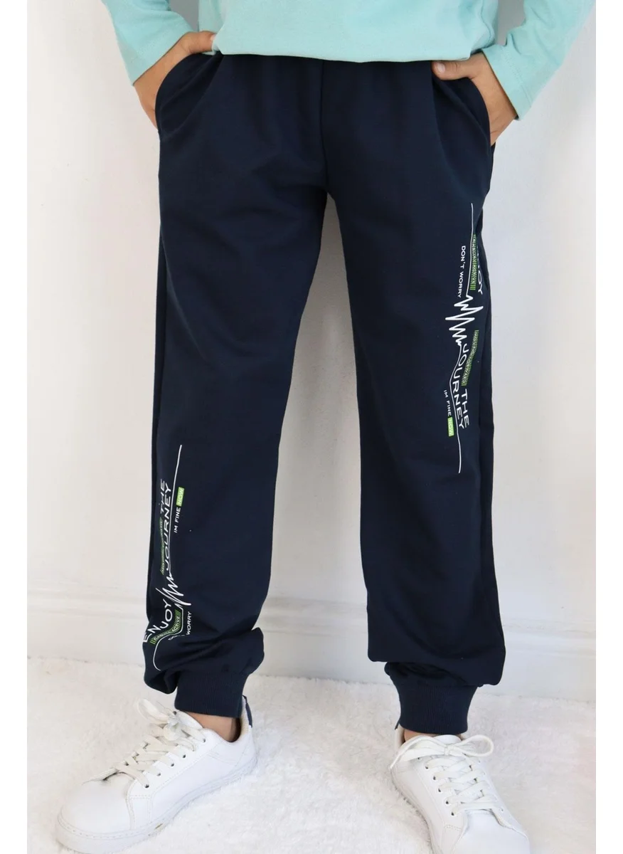 Breeze Boy Child Bottom Text Printed Pocket 9-14 Years, Navy Blue