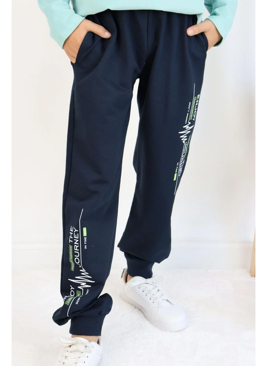 Breeze Boy Child Bottom Text Printed Pocket 9-14 Years, Navy Blue
