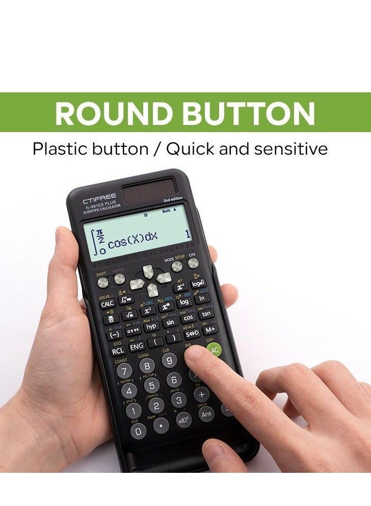 آلة حاسبة علمية محمولة FC-991 ES Plus الإصدار الثاني، 417 دالة، مصفوفة، عدد مركب، تكامل دالة متعددة الوظائف، حل المعادلات المعقدة، آلة حاسبة جامعية، ملحقات مكتبية، لوازم مكتبية مدرسية (أسود) - Image 5