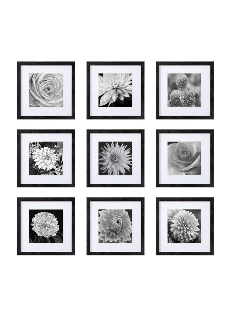 Decorhills Picture Frames 30x30 Set of 9 – Black Gallery Wall Frames for Displaying 20x20 Photos with Mat or 30x30 Photos without Mat – Square Collage Wall Decor for Living Room, Bedroom, and Office  - Image 1