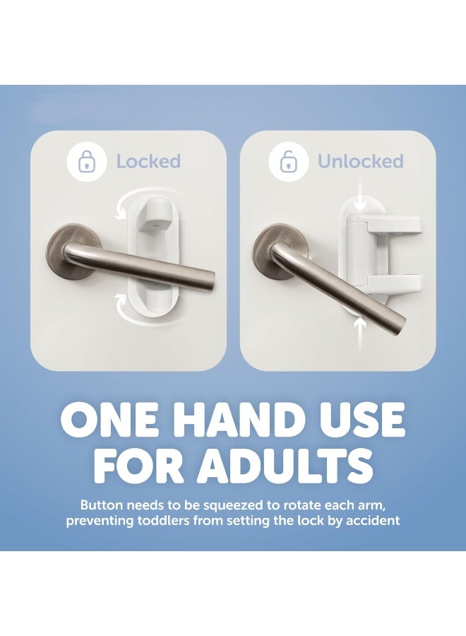 Baby Door Lever Locks (4 Pack) Prevent Toddlers from Opening Door Handles - Easy One Hand Adult Access - Image 5