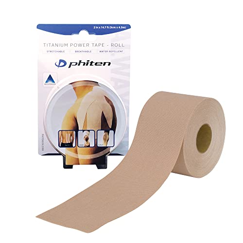 Phiten X30 Titanium Power Tape Roll - Water-Resistant Kinesiology Tape for Muscle, Knee, Shoulder and Joint Support - Professional Sports Therapeutic Athletic Kinesio Tape - Beige, 2” x 14.7’ - Image 1