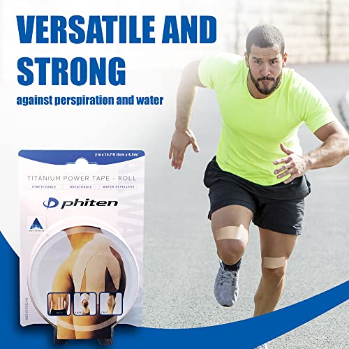 Phiten X30 Titanium Power Tape Roll - Water-Resistant Kinesiology Tape for Muscle, Knee, Shoulder and Joint Support - Professional Sports Therapeutic Athletic Kinesio Tape - Beige, 2” x 14.7’ - Image 4