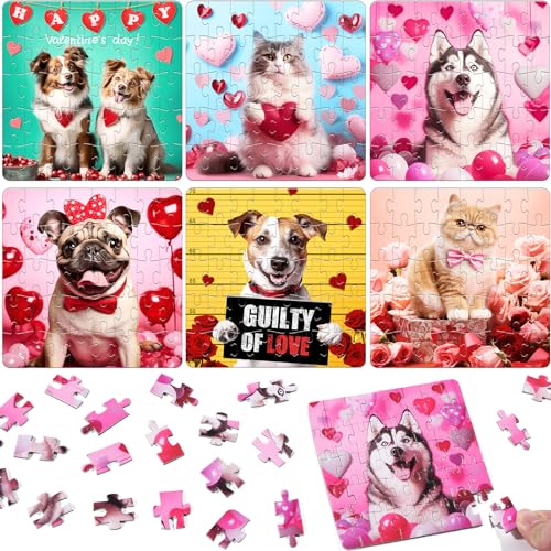 Asoulin 24PCS Kids Easter Basket Stuffers with Cat Dog Jigsaw Puzzles Toys Easter Gifts Egg Fillers Party Favors for Kids 48 812 Goodie Bag Stuffer Classroom Treasure Box Toys Prizes Bulk for Boys Girls - Image 1