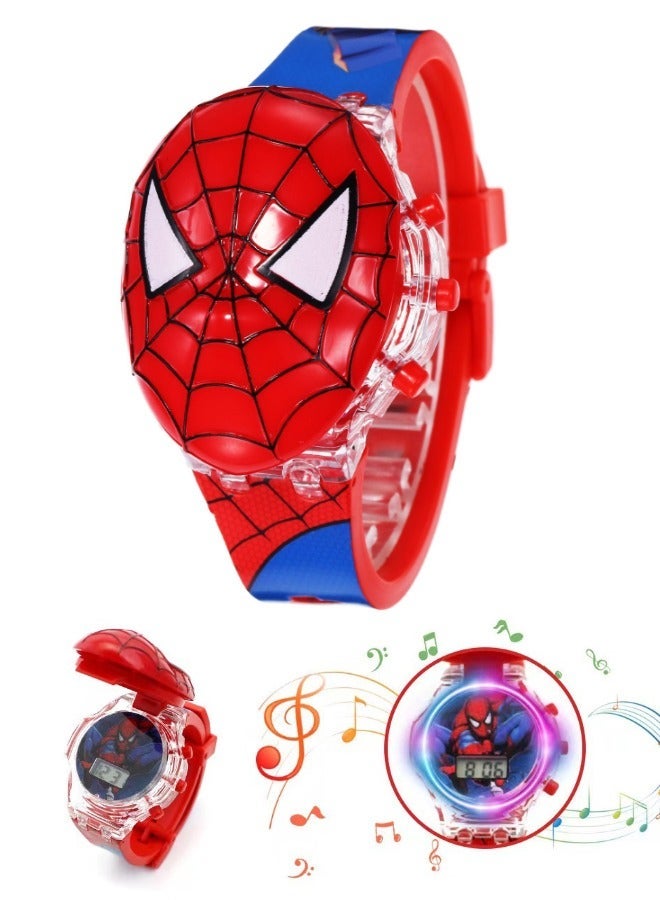 سبايدر مان Spiderman الكرتون ووتش للأطفال ، ولعب اطفال ووتش مضيئة ، والموسيقى الالكترونية ووتش للأطفال ، والأطفال الوجه الكرتون ووتش - Image 1