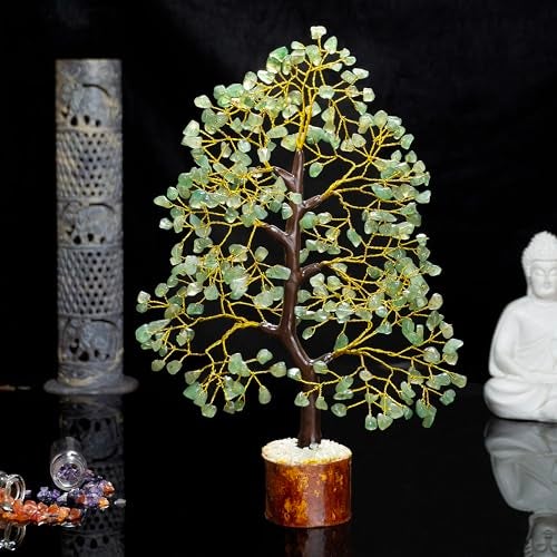 Crocon Green Jade Gemstone Tree Home Decor Showpiece Feng Shui Bonsai Reiki Crystal Healing Chakra Balancing Decorative Figurine Spiritual Good Luck Prosperity Gift Decor Size 10-12" - Image 5