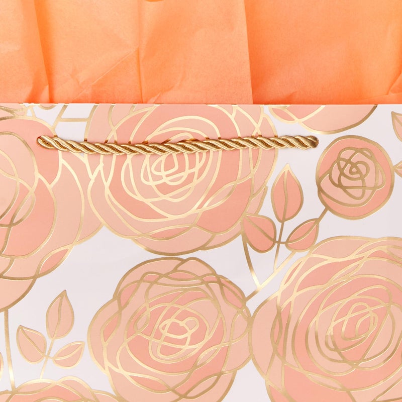 SUNCOLOR Large Gift Bag with Tissue Paper and Card, Rose Gold, Large 13W x 10.2H x 4.7D inches, for Wedding, Bridal Shower, Birthday, Baby Shower - Image 3