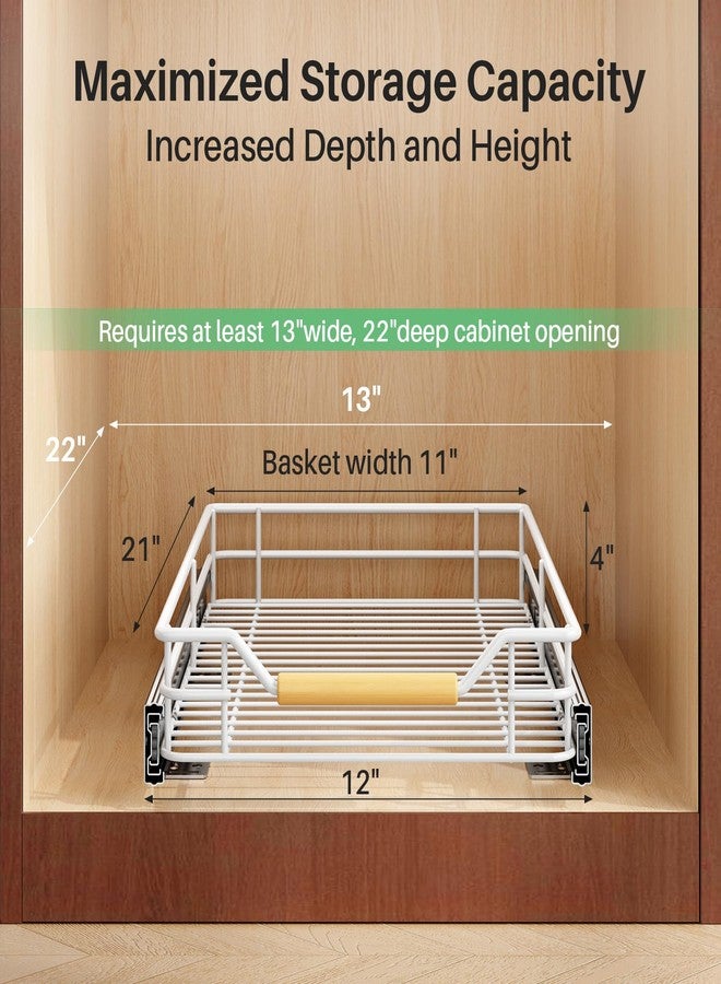 Kitstorack Pull out Cabinet Organizer,Heavy Duty Smooth Sliding Under Cabinet Shelves for Pots and Pans,Roll out Drawers with Thickened Metal Plating,Slide out Drawers for Home Kitchen Pantry(12"W X 21"D) - Image 3