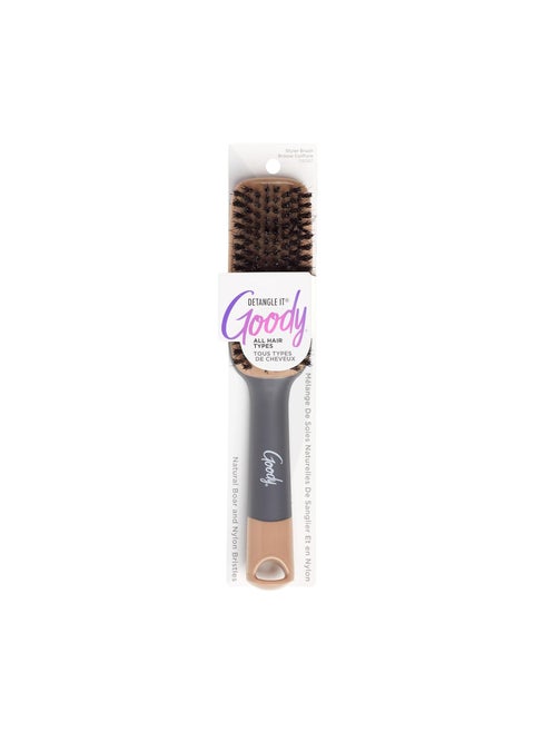 Goody Detangle It Boar Bristle Hair Brush Use as a Detangling or Styling Brush Conditions  Boosts Shine Helps Tackle Knots  Reduce Frizz For Wet or Dry Hair BrownGrey