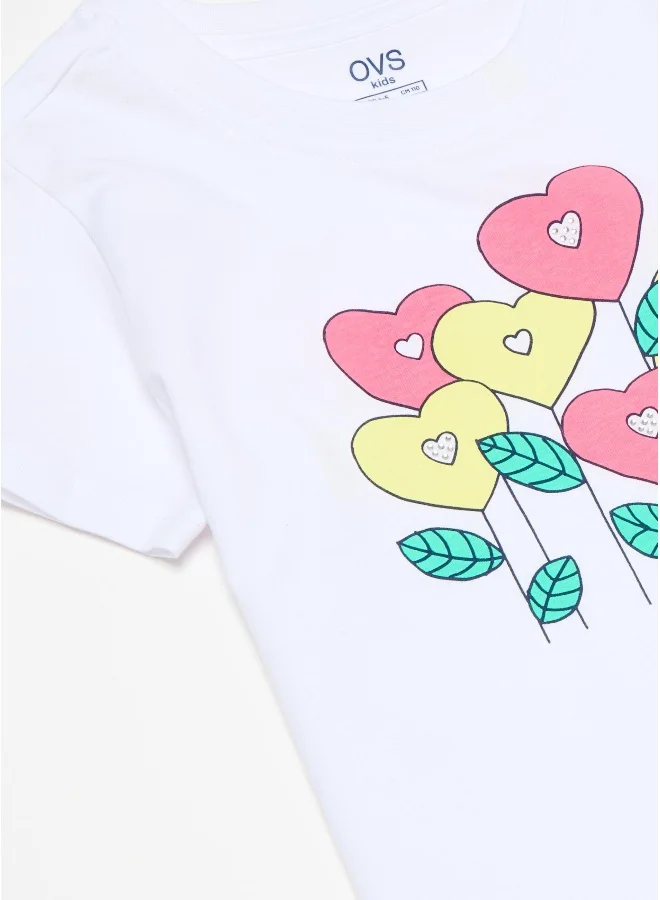 او في اس Ovs T-Shirt Prin Optical Whit