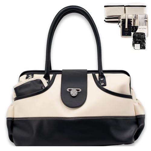 Borsali Weekender Bag for Women - Travel Carry On Duffel -Vegan Leather with Travel Wallet, Packing Cubes & Shoe Covers (Cream) - Image 1