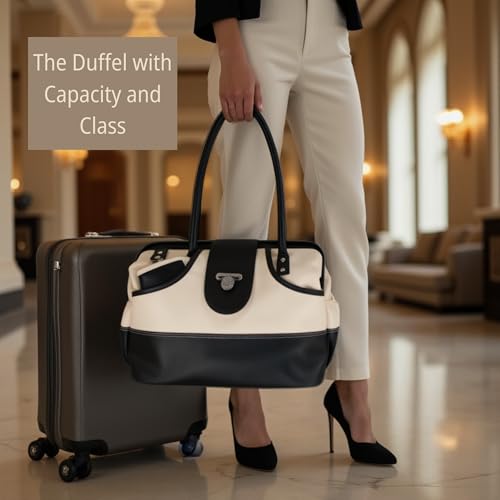 Borsali Weekender Bag for Women - Travel Carry On Duffel -Vegan Leather with Travel Wallet, Packing Cubes & Shoe Covers (Cream) - Image 4