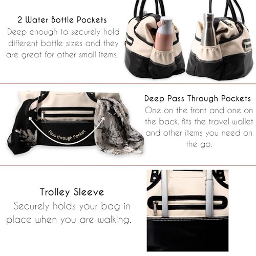 Borsali Weekender Bag for Women - Travel Carry On Duffel -Vegan Leather with Travel Wallet, Packing Cubes & Shoe Covers (Cream) - Image 5