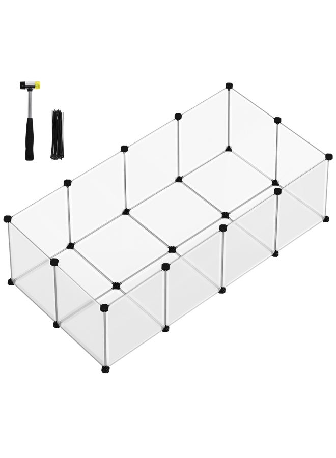 SONGMICS Pet Playpen with Floor, Small Animal Enclosure, DIY Plastic Cage, Indoor Run for Hamsters, Rabbits, Hedgehogs, Guinea Pigs, 143 x 73 x 46 cm, White - Image 1