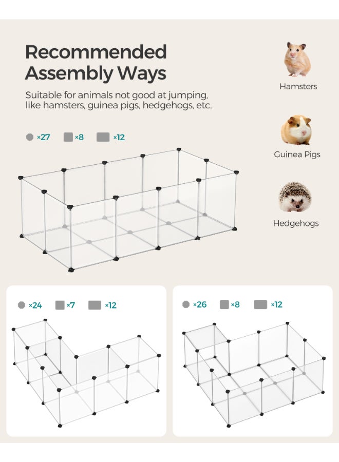 SONGMICS Pet Playpen with Floor, Small Animal Enclosure, DIY Plastic Cage, Indoor Run for Hamsters, Rabbits, Hedgehogs, Guinea Pigs, 143 x 73 x 46 cm, White - Image 3