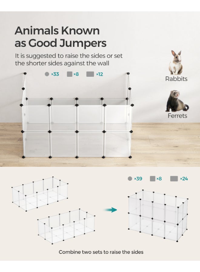 SONGMICS Pet Playpen with Floor, Small Animal Enclosure, DIY Plastic Cage, Indoor Run for Hamsters, Rabbits, Hedgehogs, Guinea Pigs, 143 x 73 x 46 cm, White - Image 4