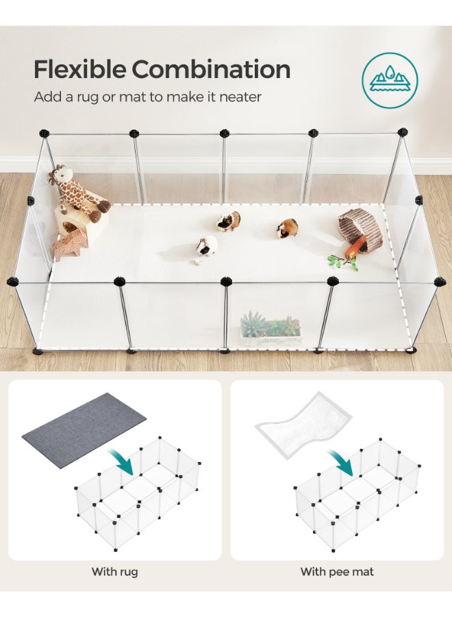 SONGMICS Pet Playpen with Floor, Small Animal Enclosure, DIY Plastic Cage, Indoor Run for Hamsters, Rabbits, Hedgehogs, Guinea Pigs, 143 x 73 x 46 cm, White - Image 5
