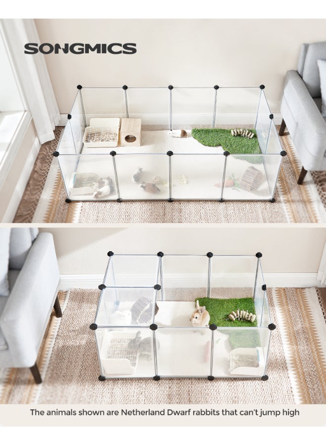 SONGMICS Pet Playpen with Floor, Small Animal Enclosure, DIY Plastic Cage, Indoor Run for Hamsters, Rabbits, Hedgehogs, Guinea Pigs, 143 x 73 x 46 cm, White - Image 2