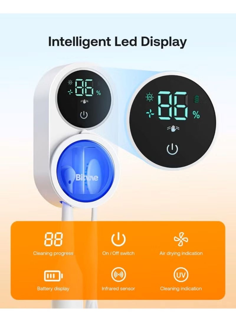 Bitvae Toothbrush Cleaner, UV-C Cleaning and Air Drying, LED Smart Screen, Rechargeable Wall Mount Toothbrush Holder - Image 1