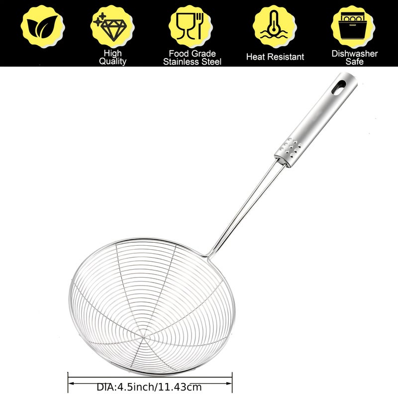 1 Stainless Steel Spider Web Design Strainer Spoon With Long Handle For Pasta Frying Cooking Restaurant Home Kitchen Tool - Image 5