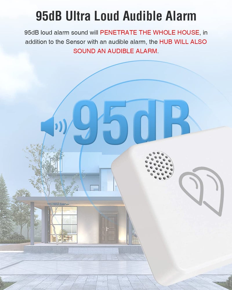 MOCREO SW2 Water Leak Detector Sensor with 95dB Alarm, No Subscription Fee, Home Wireless Flood Monitor for Basement, Laundry, Pipe Leakage, Sink Overflow(MOCREO Hub Required) - Image 2