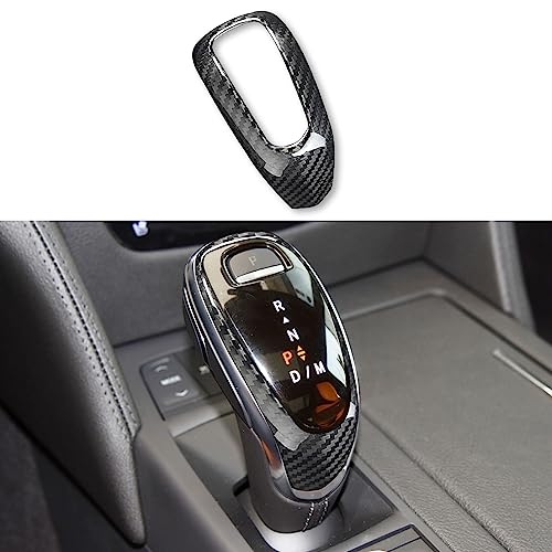 Bilisin Compatible with Car Frontal Gear Shift Knob Cover Carbon Fiber Auto Gearshift Lever Decoration for Cadillac CT6 and XT4 (Black) - Image 1