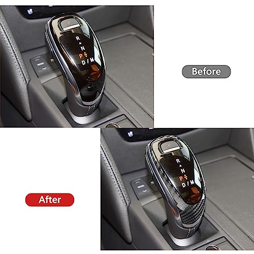 Bilisin Compatible with Car Frontal Gear Shift Knob Cover Carbon Fiber Auto Gearshift Lever Decoration for Cadillac CT6 and XT4 (Black) - Image 4