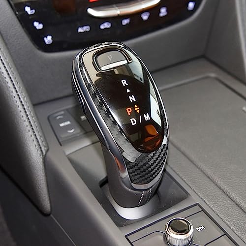 Bilisin Compatible with Car Frontal Gear Shift Knob Cover Carbon Fiber Auto Gearshift Lever Decoration for Cadillac CT6 and XT4 (Black) - Image 2
