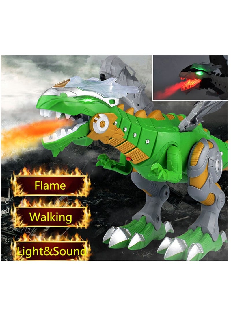 Children's Electric Dinosaur Toy with Led Light  Concert - Mechanical Tyrannosaurus Model Toy with Mist Spray Effect - Realistic Movable Wing Tail Dinosaur Toy Gifts for Kids (Green) - Image 2