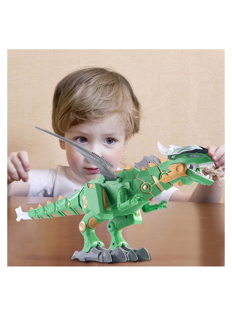 Children's Electric Dinosaur Toy with Led Light  Concert - Mechanical Tyrannosaurus Model Toy with Mist Spray Effect - Realistic Movable Wing Tail Dinosaur Toy Gifts for Kids (Green) - Image 3
