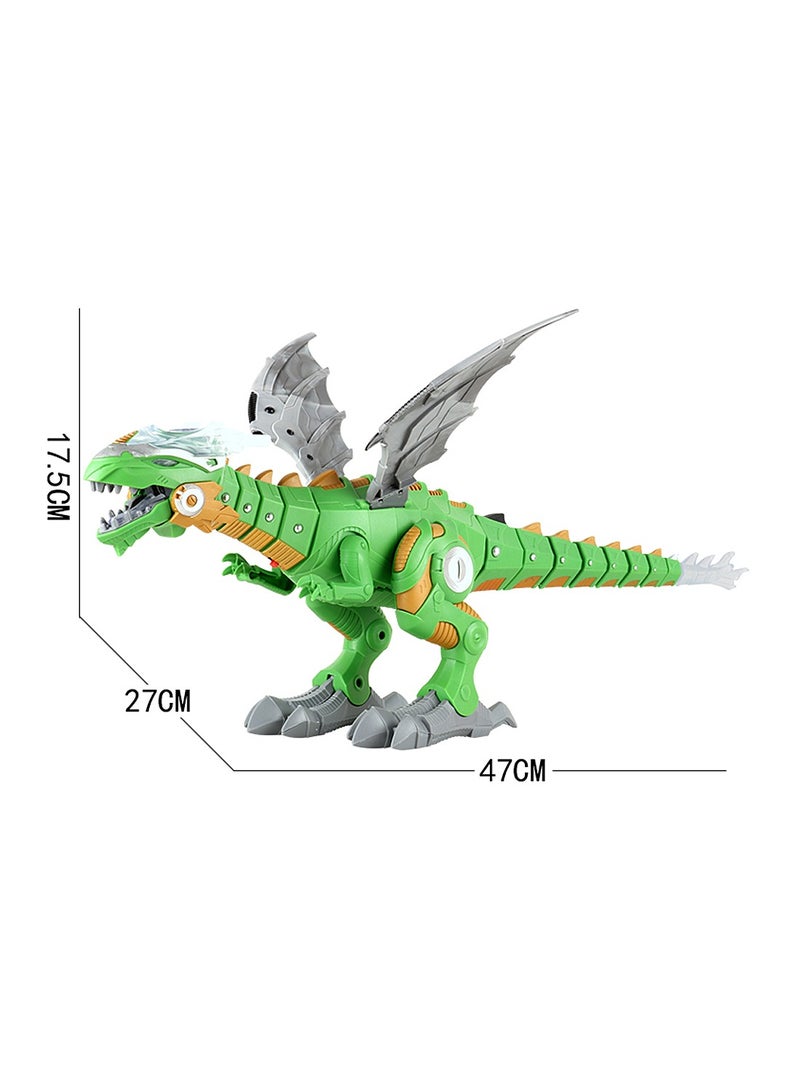 Children's Electric Dinosaur Toy with Led Light  Concert - Mechanical Tyrannosaurus Model Toy with Mist Spray Effect - Realistic Movable Wing Tail Dinosaur Toy Gifts for Kids (Green) - Image 5